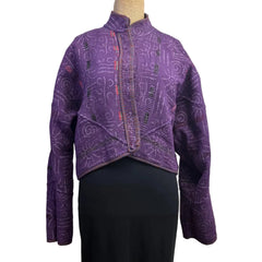 NAMAI Kantha Jacket, Reversible, Cropped, Purple S/M