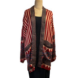 Sudarshan Kimono, Red/Cream, Stripes, M