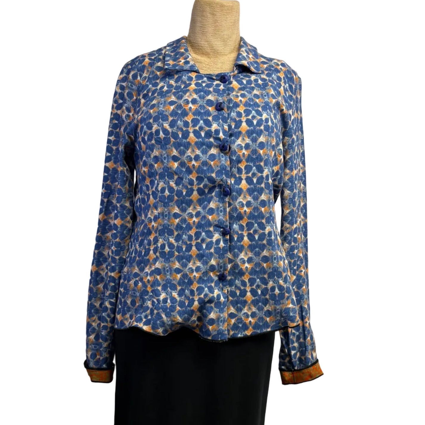 Deborah Cross Shirt, Curve, Blue/Orange, XXS