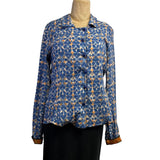 Deborah Cross Shirt, Curve, Blue/Orange, XXS