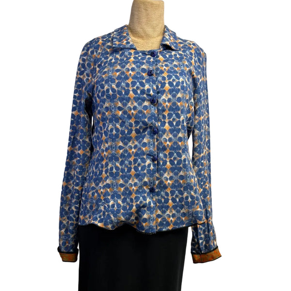 Deborah Cross Shirt, Curve, Blue/Orange, XXS