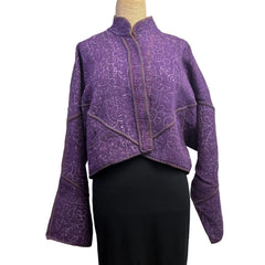 NAMAI Kantha Jacket, Reversible, Cropped, Purple S/M