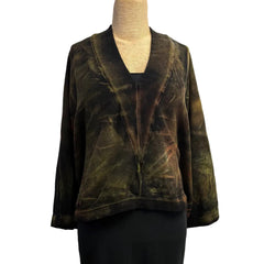 Cynthia Ashby Sweater, V-Neck, Nova, Green/Black/Rust, Fits M-XL
