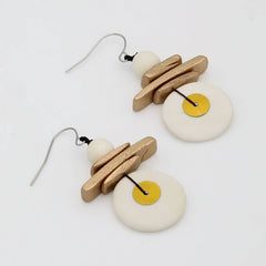 Sylca Designs Drop Earrings, Assuta, White/Gold