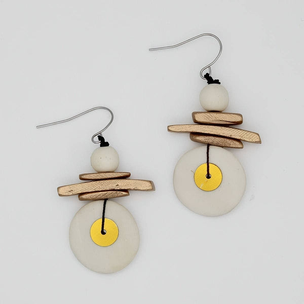 Sylca Designs Drop Earrings, Assuta, White/Gold