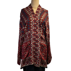 Sudarshan Kimono, Red/Cream/Blue Floral, M