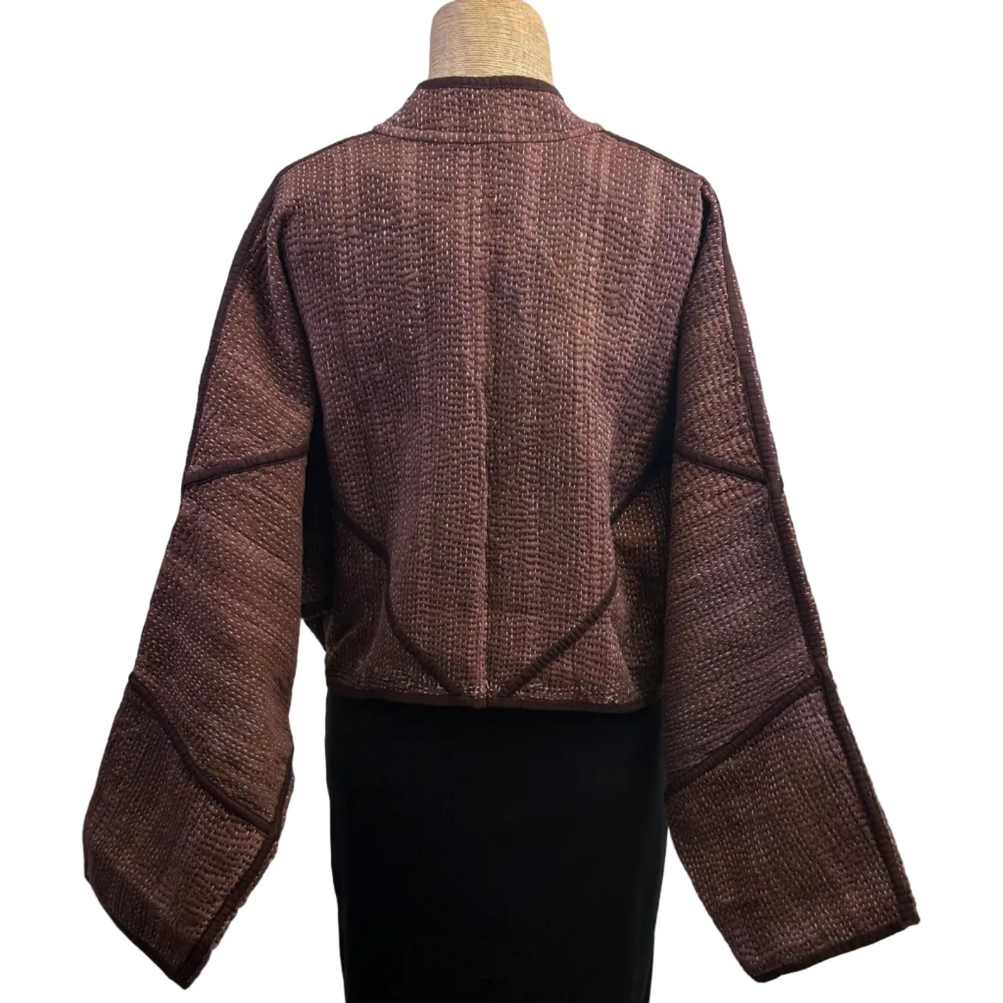 NAMAI Kantha Jacket, Reversible, Cropped, Brown/Plum S/M