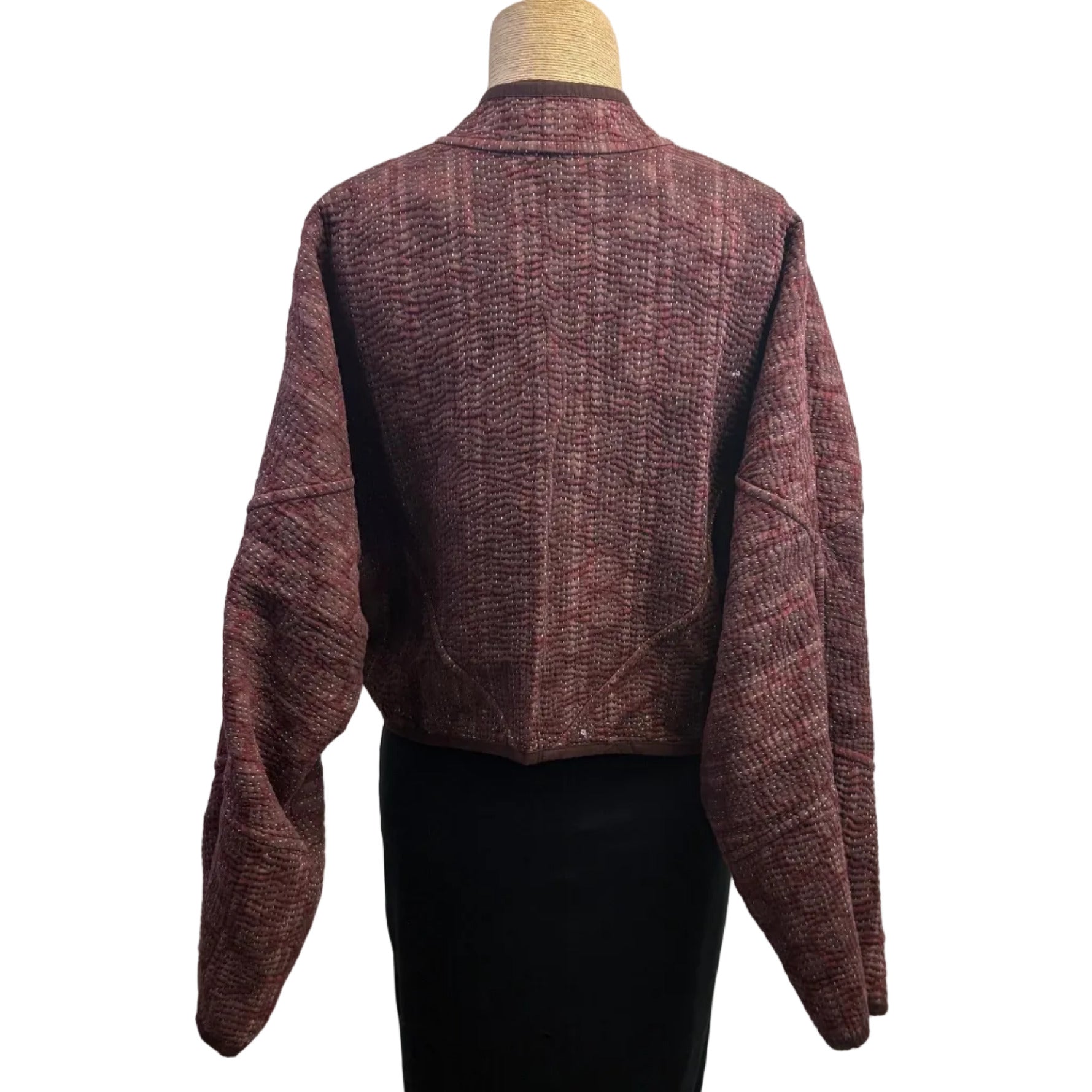 NAMAI Kantha Jacket, Reversible, Cropped, Brown/Plum S/M