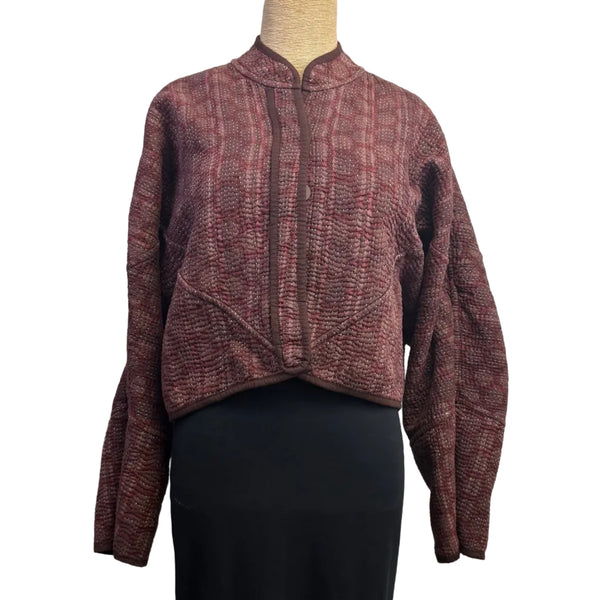 NAMAI Kantha Jacket, Reversible, Cropped, Brown/Plum S/M