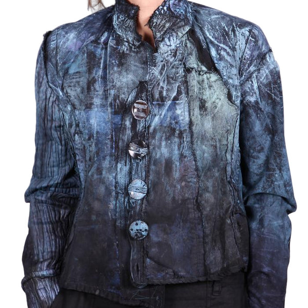 Tatiana Palnitska Jacket, A Case of Stretchy Blues, Black/Blue/Aqua, XS