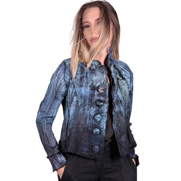 Tatiana Palnitska Jacket, A Case of Stretchy Blues, Black/Blue/Aqua, XS