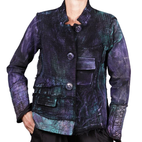Tatiana Palnitska Jacket, A Cozy Modern Cocoon, Turquoise/Purple/Black, XXS