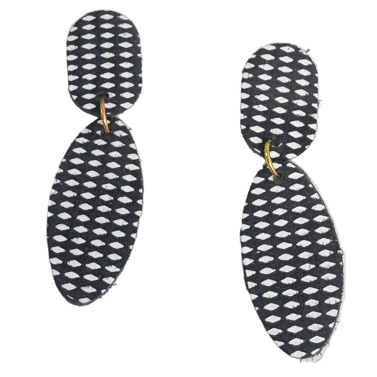 Criselda Lopez Earrings, Ovals, Black/White
