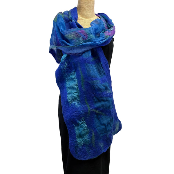 Lyndy Runyon Scarf, Felted, Blue/Green/Violet