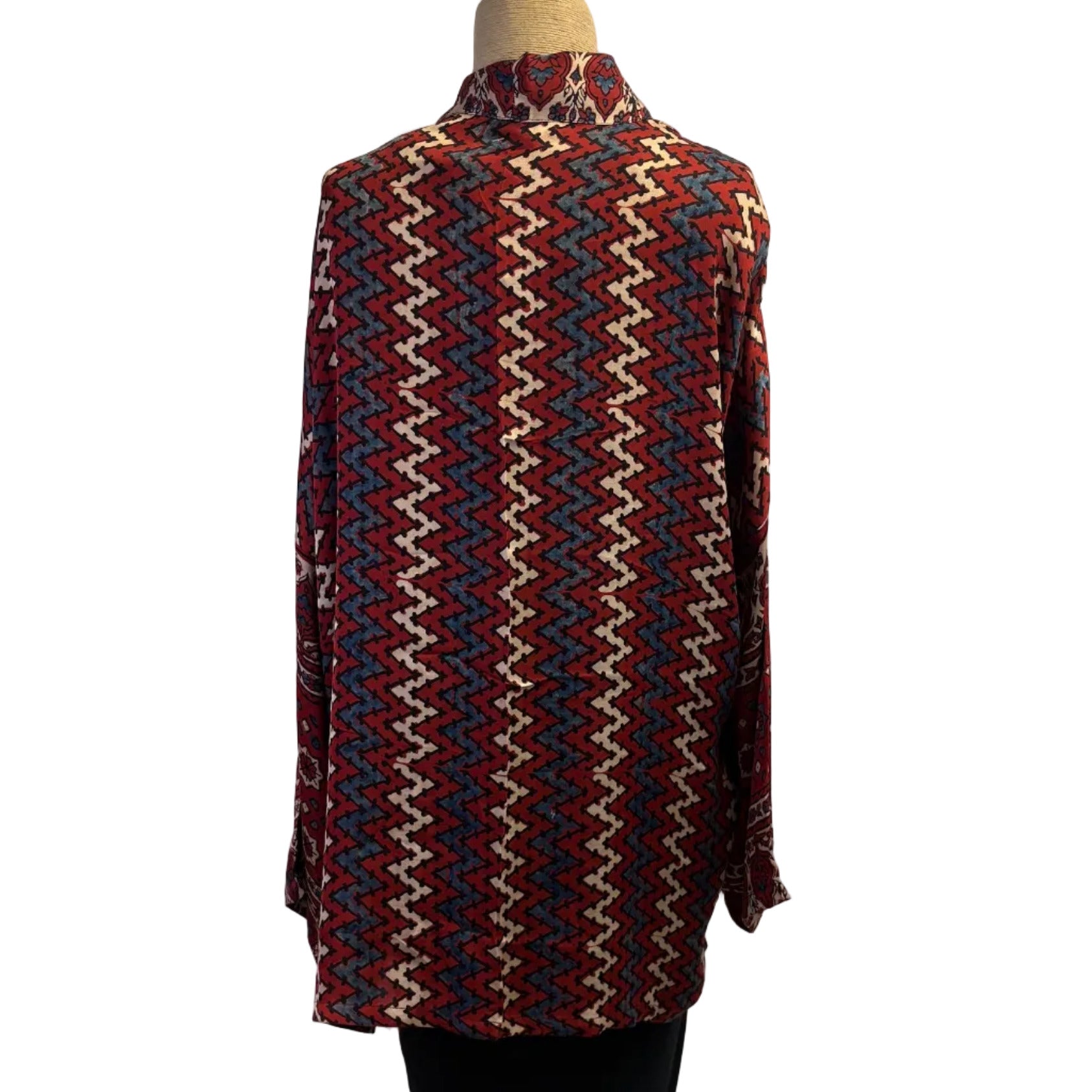 Sudarshan Kimono, Red/Cream/Blue Floral, M