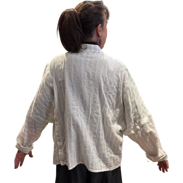 Dress To Kill, Top White Raised Multi Placket