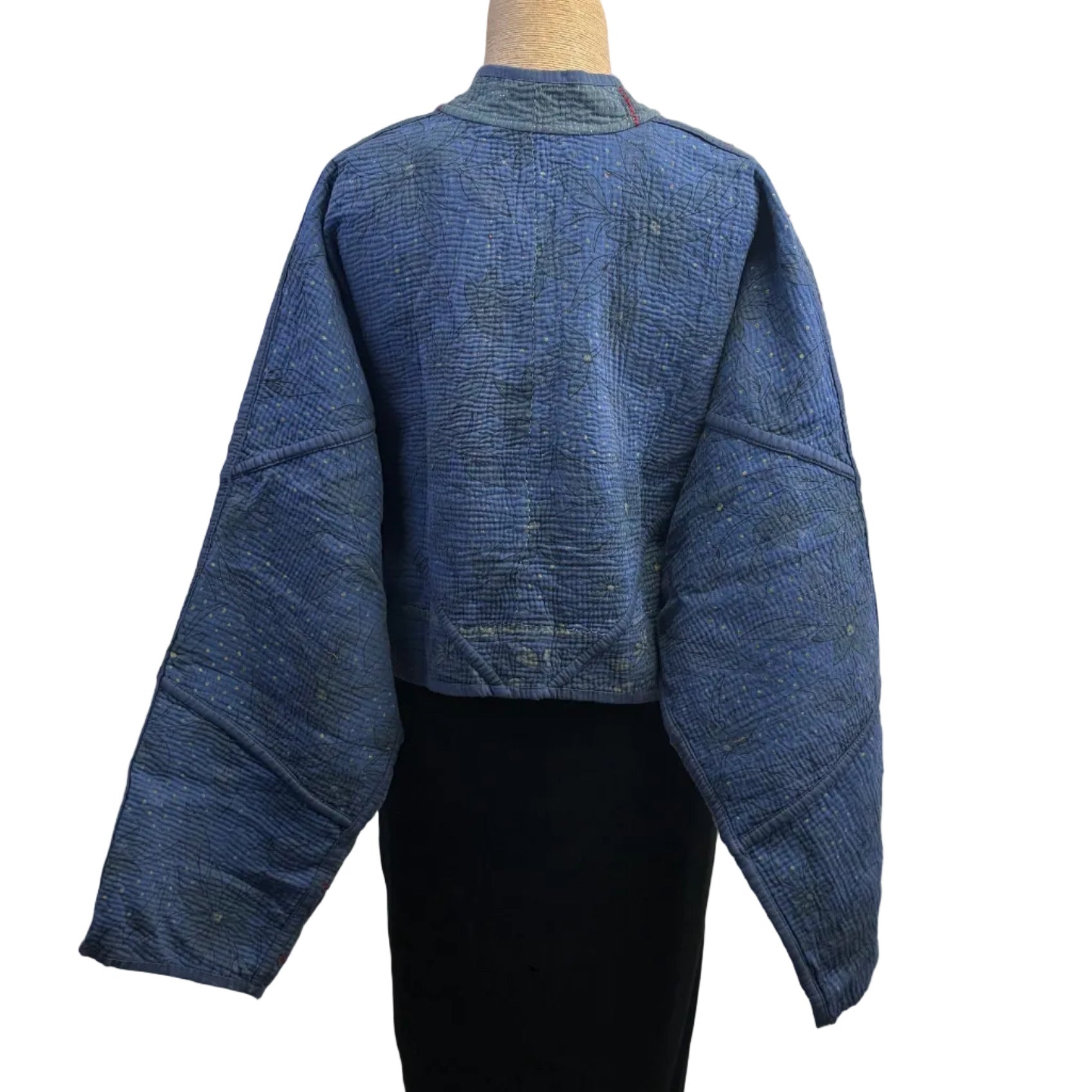 NAMAI Kantha Jacket, Reversible, Kaira Cropped, Blue/Green S/M