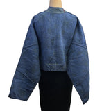 NAMAI Kantha Jacket, Reversible, Kaira Cropped, Blue/Green S/M