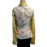 Deborah Cross Shirt, Curve, Ivory/Yellow/Orange, XS
