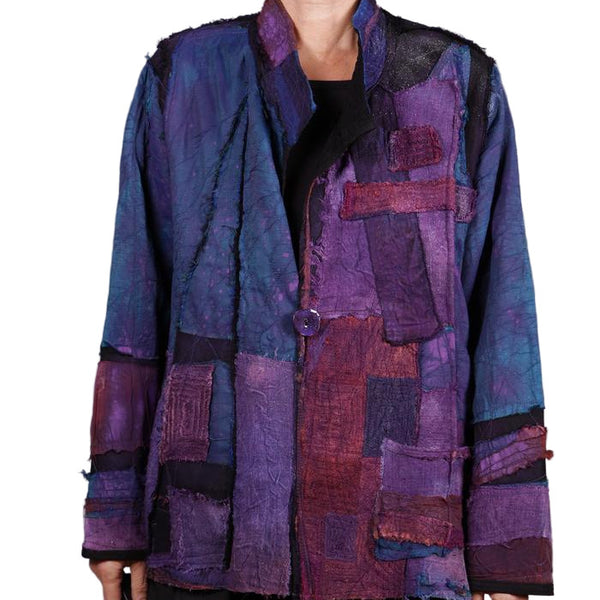 Tatiana Palnitska Jacket, Homage To Cubism, Turquoise, Purple, Magenta, M