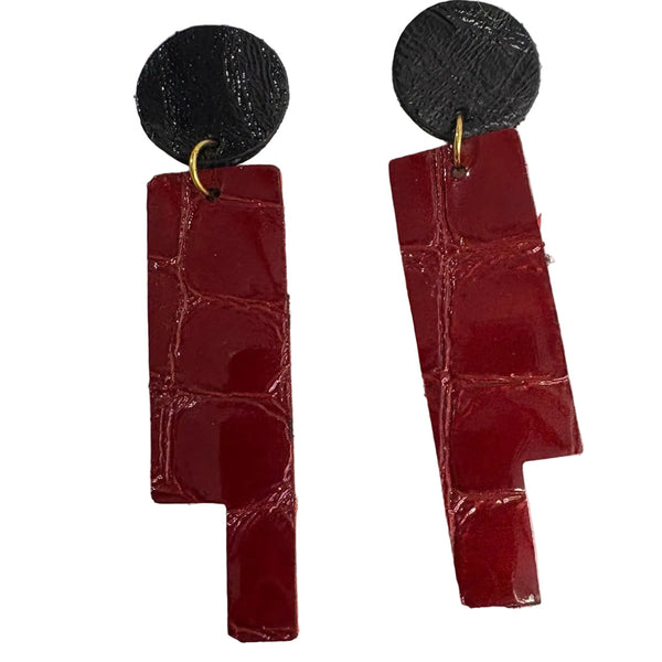 Criselda Lopez Earrings, Zentangle, Red/Black