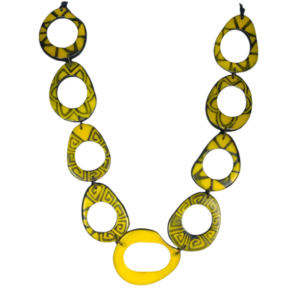 Lula Castillo Necklace, Indian Print, Yellow