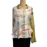 Deborah Cross Shirt, Curve, Ivory/Yellow/Orange, XS