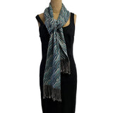 Muffy Young Scarf, Traveling, Black/White/Aqua
