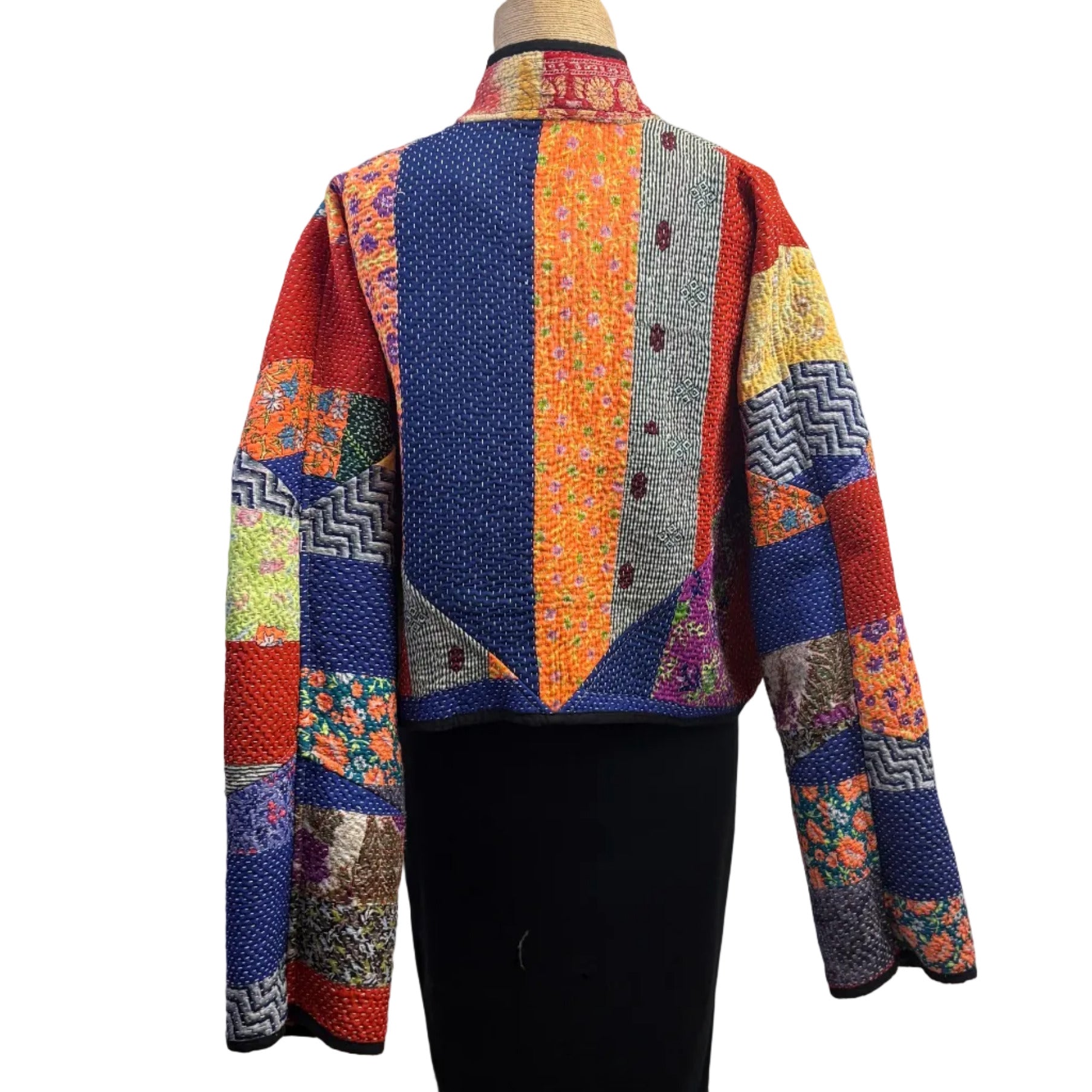 NAMAI Kantha Jacket, Reversible, Cropped, Multicolor S/M