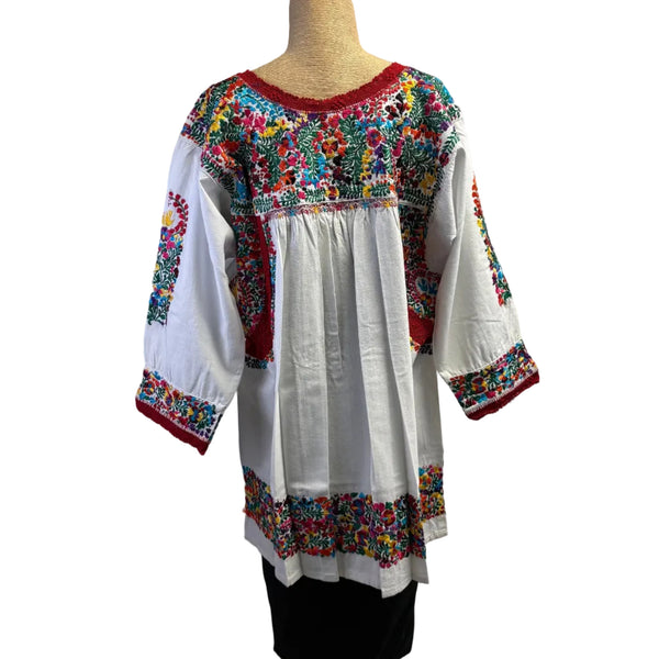 Miriam Campos Blouse, Fine San Antonino, Long Sleeve, White/Multicolor, M/L