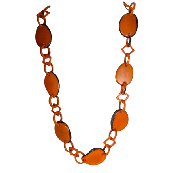 Lula Castillo Necklace, Ovals, Orange