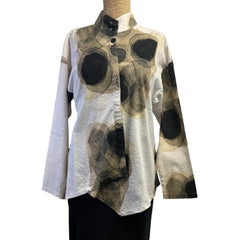 M Square Shirt, Iris, White/Tan/Black M & L