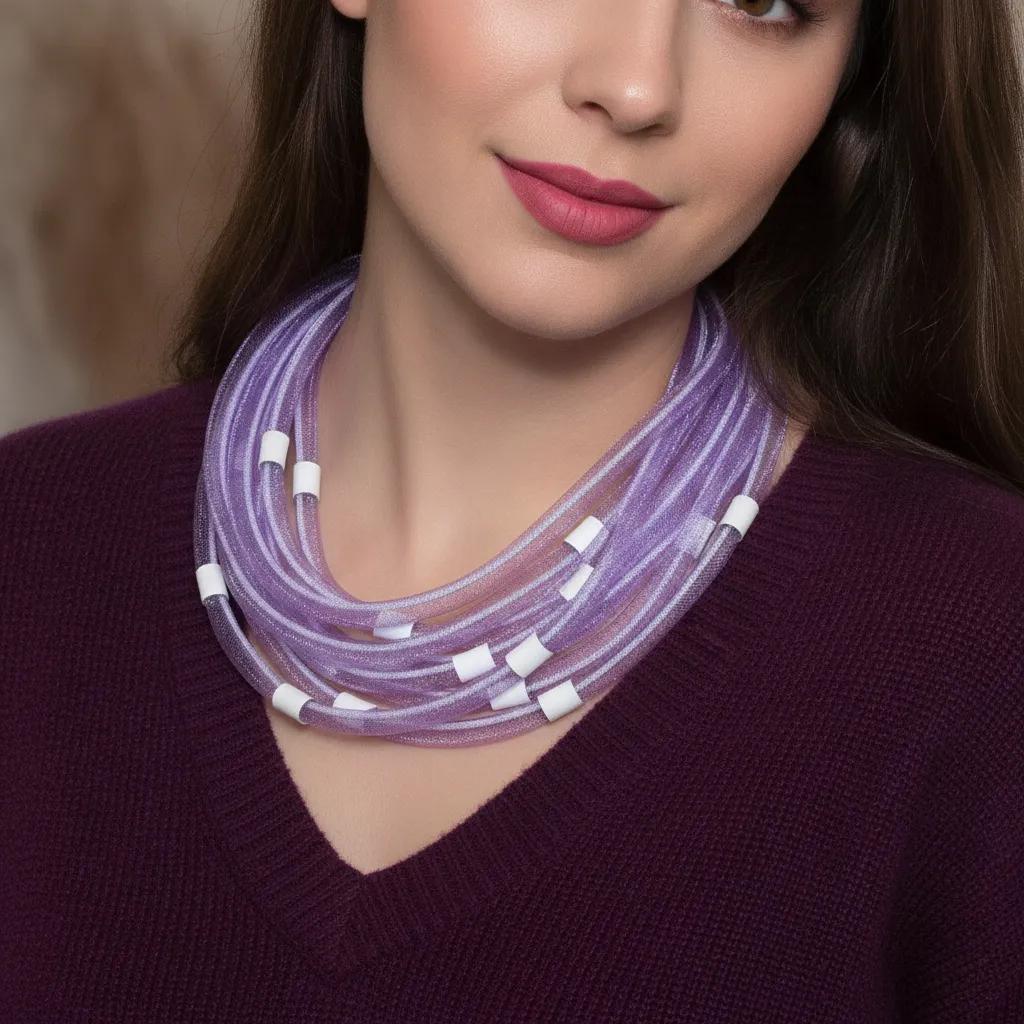 Christina Brampti Necklace, Multi-Cord, Lavender/Silver
