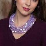 Christina Brampti Necklace, Multi-Cord, Lavender/Silver