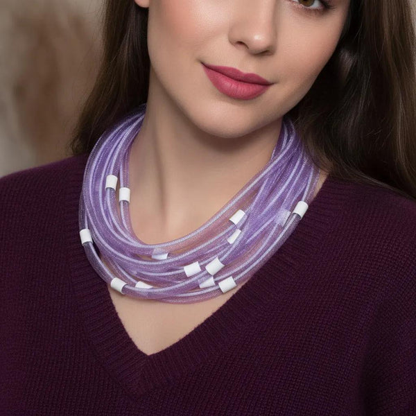 Christina Brampti Necklace, Multi-Cord, Lavender/Silver