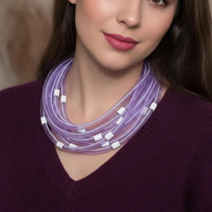 Christina Brampti Necklace, Multi-Cord, Lavender/Silver