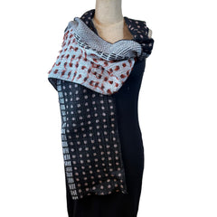 Nuno Shawl, Half Size, Lentils, Red/White/Black