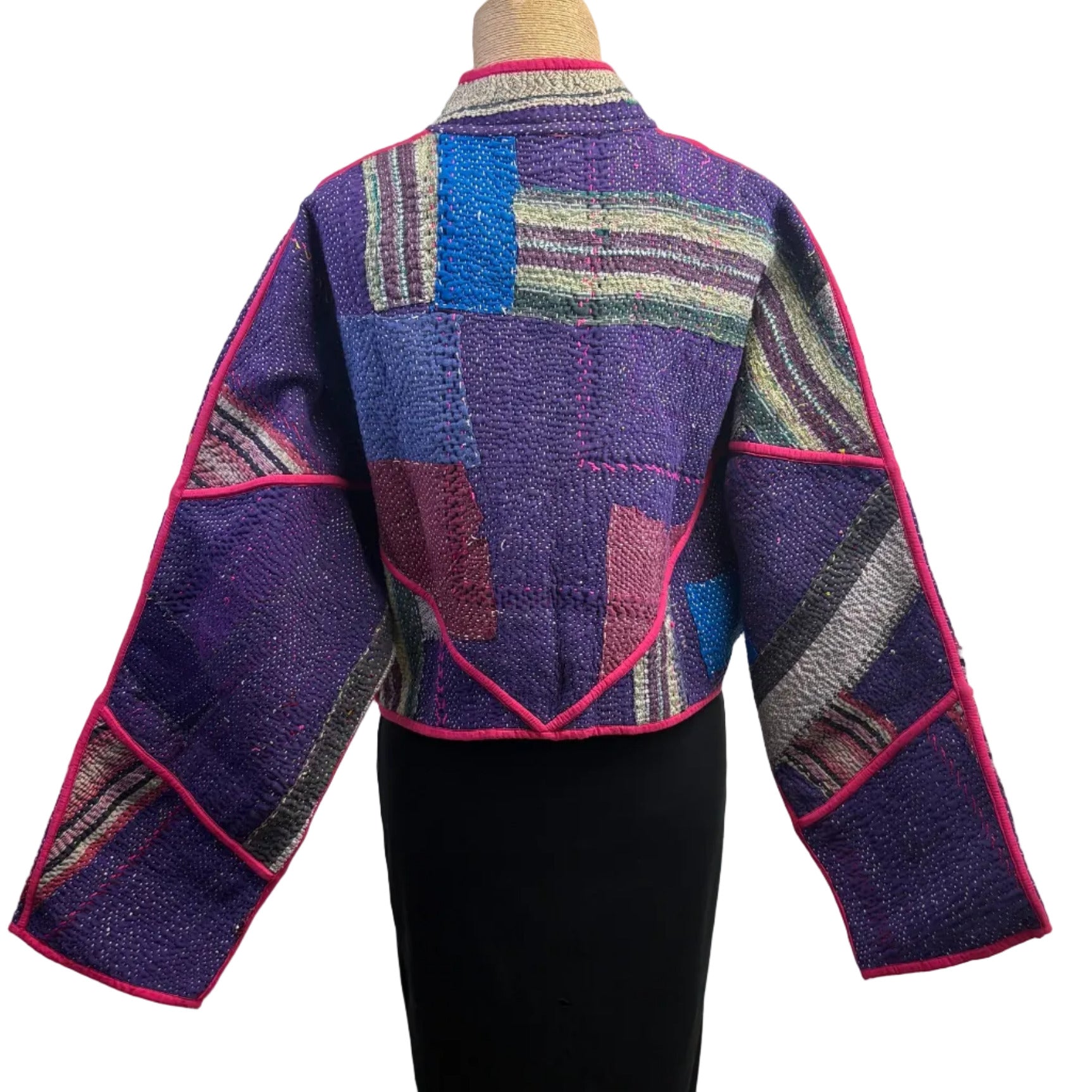 NAMAI Kantha Jacket, Reversible, Cropped, Suzani, Multicolor S/M