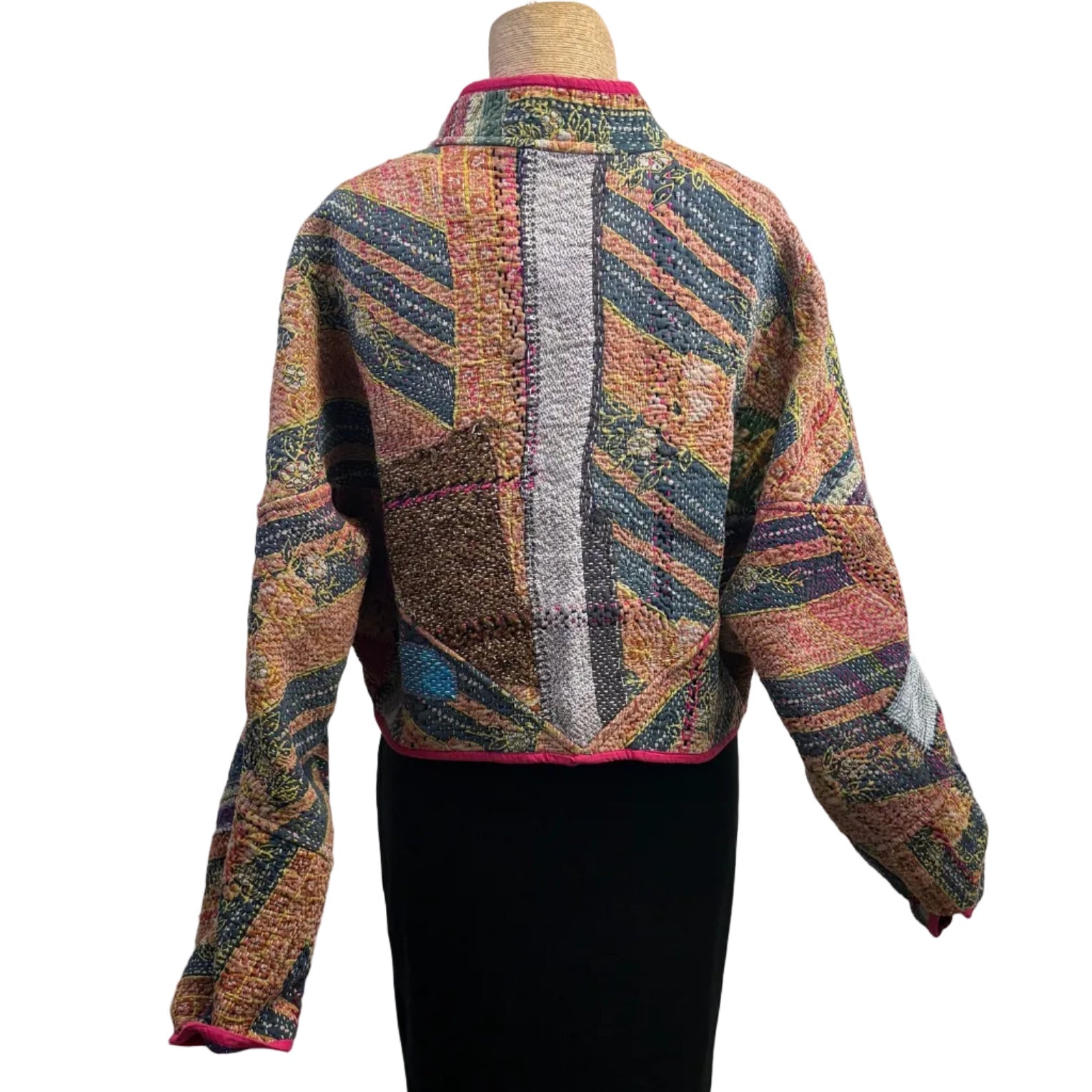NAMAI Kantha Jacket, Reversible, Cropped, Suzani, Multicolor S/M
