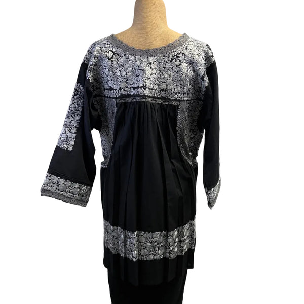 Miriam Campos Blouse, Fine San Antonino, Long Sleeve, Black/Silver, M/L