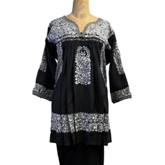Miriam Campos Blouse, Fine San Antonino, Long Sleeve, Black/Silver, M/L