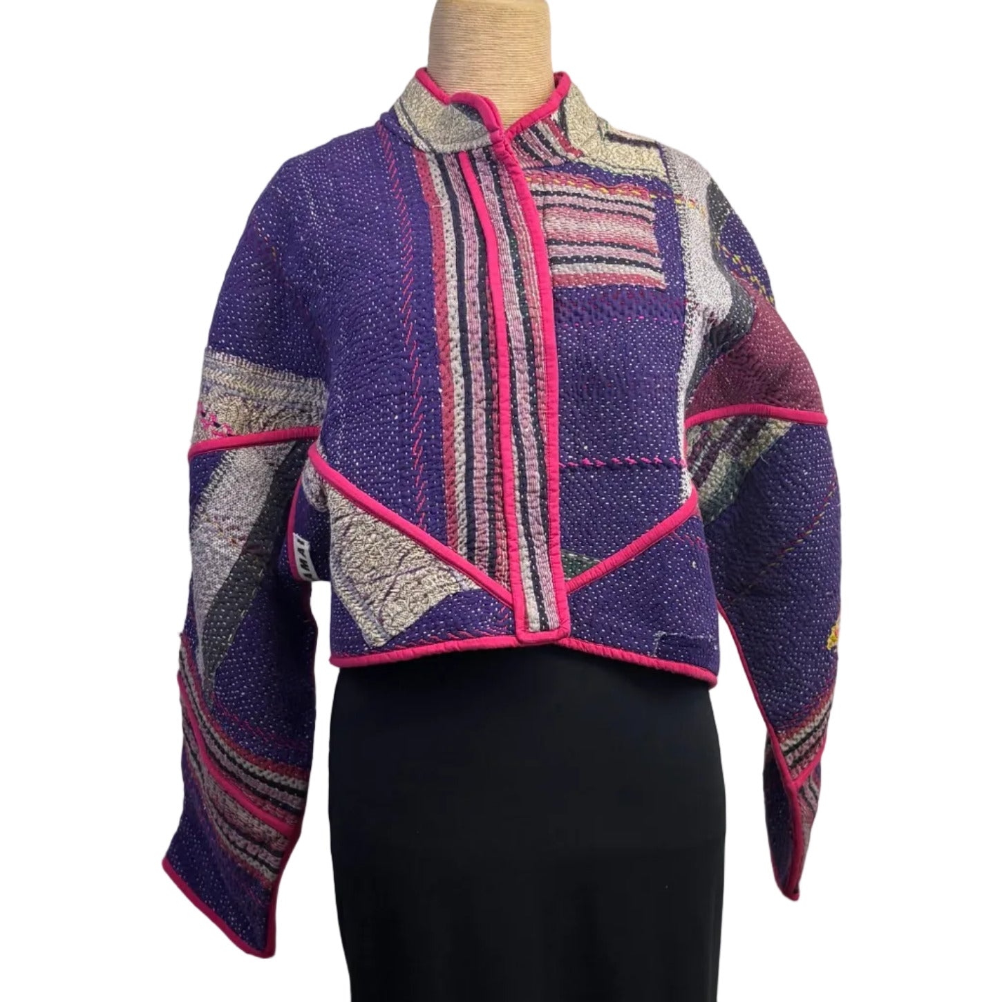 NAMAI Kantha Jacket, Reversible, Cropped, Suzani, Multicolor S/M