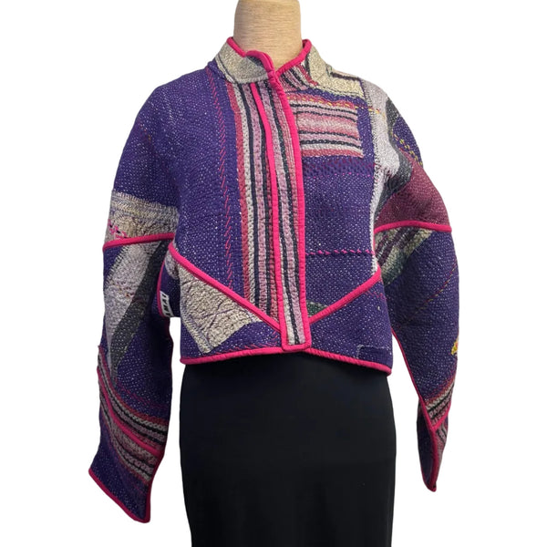 NAMAI Kantha Jacket, Reversible, Cropped, Suzani, Multicolor S/M