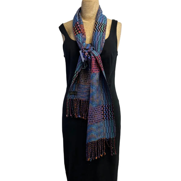 Muffy Young Scarf, Blocks and Echo, Blue