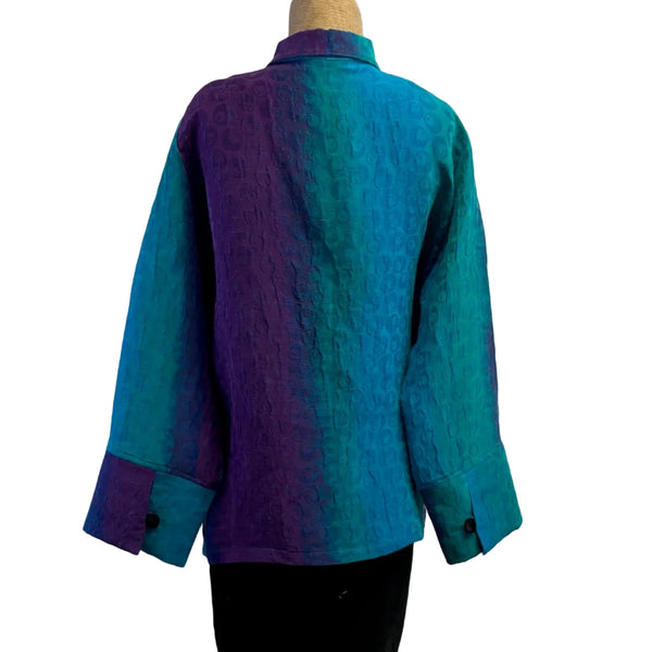 Kay Chapman Jacket, Loop Button, Turq/Purple, M