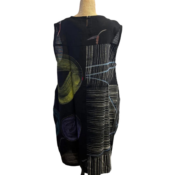 Yaza Dress, Kasur Patchwork, Black M/L