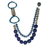 Lula Castillo Necklace, Two Rings, Blues/Gray