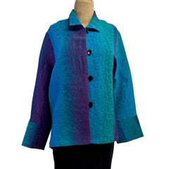 Kay Chapman Jacket, Loop Button, Turq/Purple, M