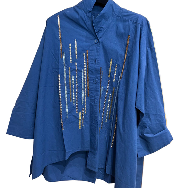 M Square Shirt, Sequin, Midnight M