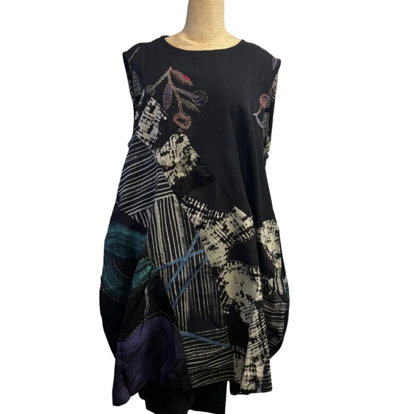 Yaza Dress, Kasur Patchwork, Black M/L